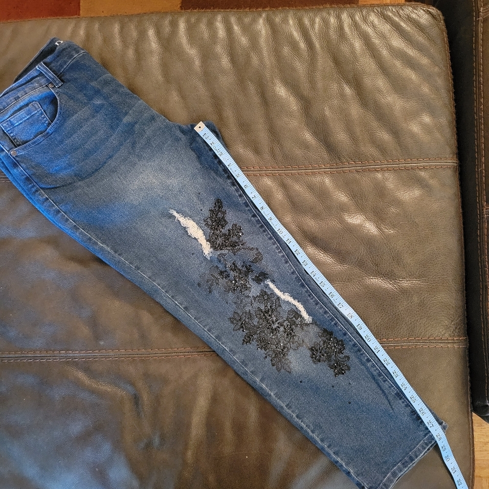 EUC DG2 by Diane Gilman Classic Stretch Embellished Skinny Jeans - 16W - Picture 4 of 11